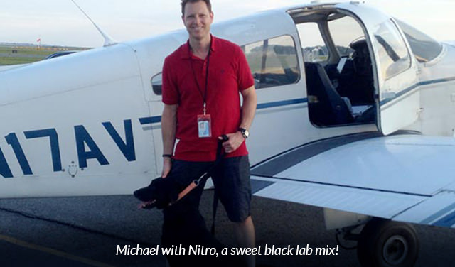 Michael with Nitro, a sweet black lab mix!